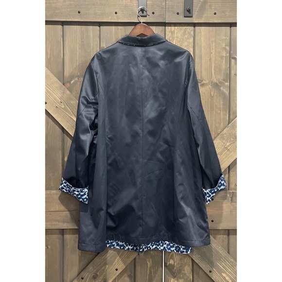 Dennis Basso Trench Coat Rain Jacket Navy Leopard Reversible Womens 3X NWT - Picture 4 of 10